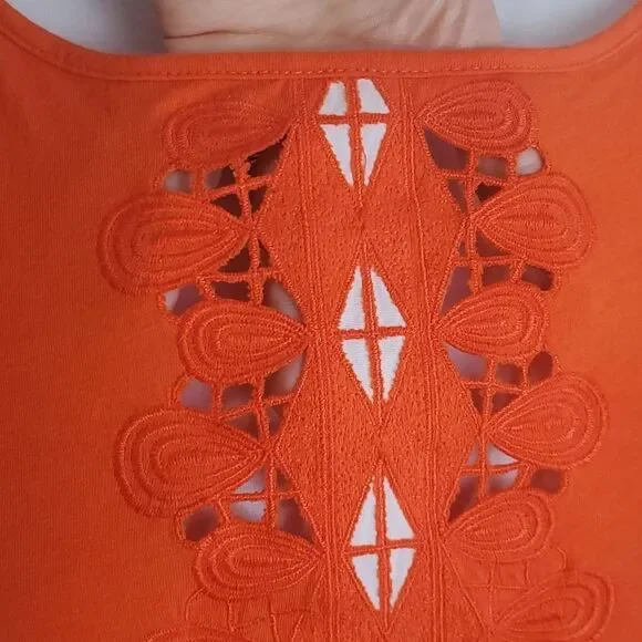 Anthropologie Meadow Rue Orange T-Shirt Size Small - Picture 5 of 8